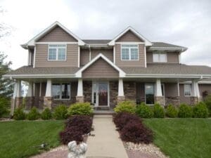 Brown siding on house